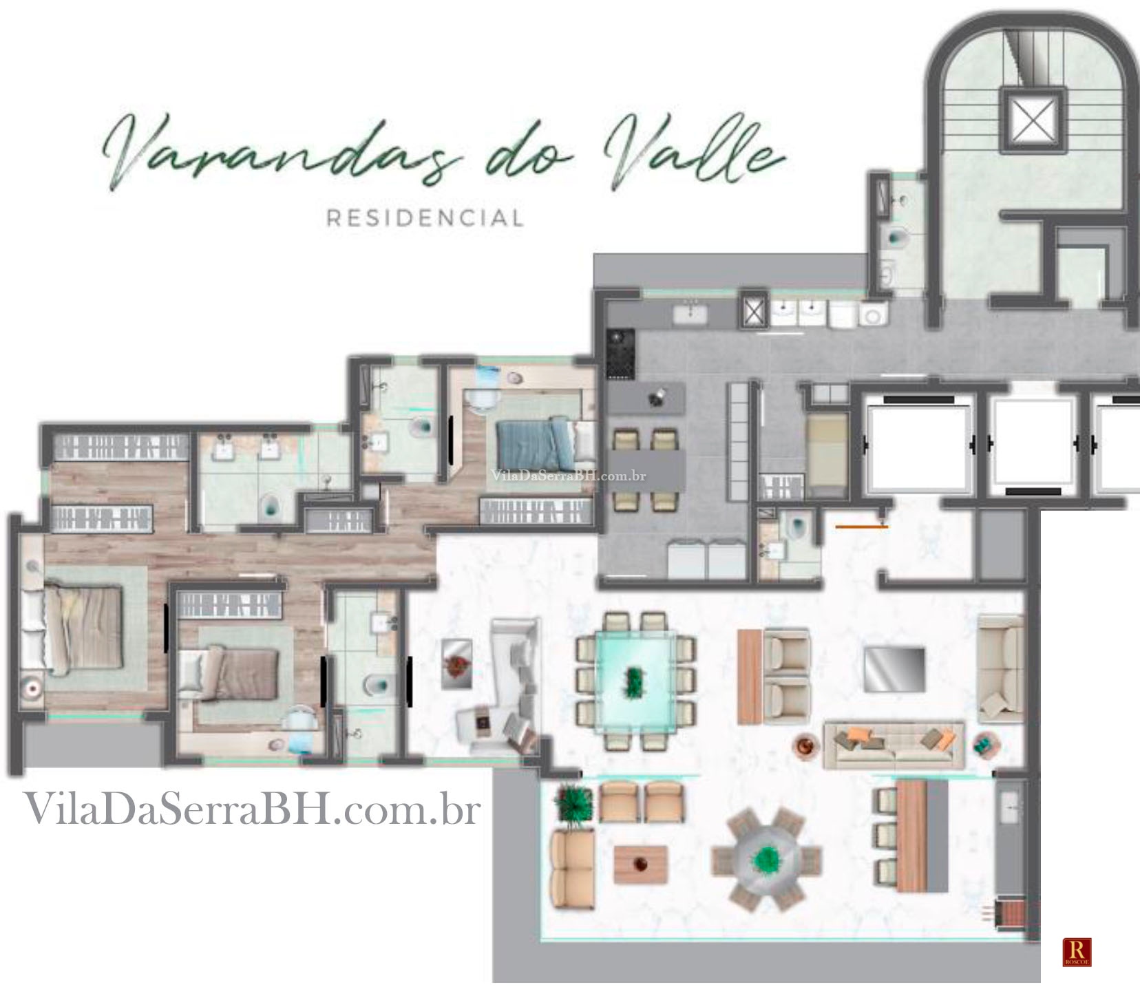 Roscoe imoveis getta vale do sereno varandas do valle planta do apartamento