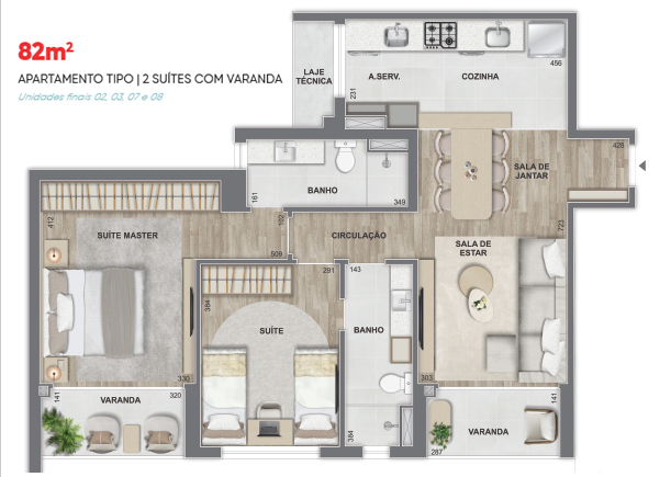 apartamento na planta de 2 quartos vila da serra