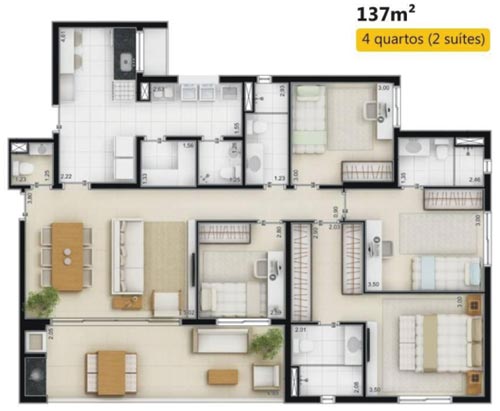 apartamento 3 suites a venda no cinecitta