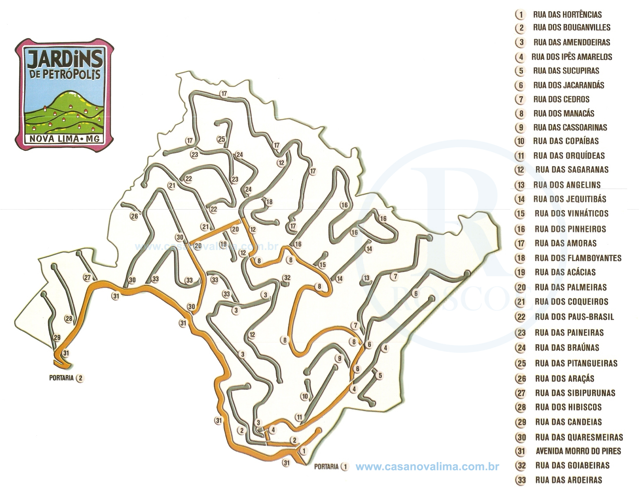 mapa interno do condominio jardins de petropolis